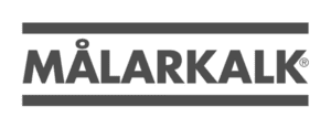 Logotyp från Målarkalk. Svart vit med text som står Målarkalk